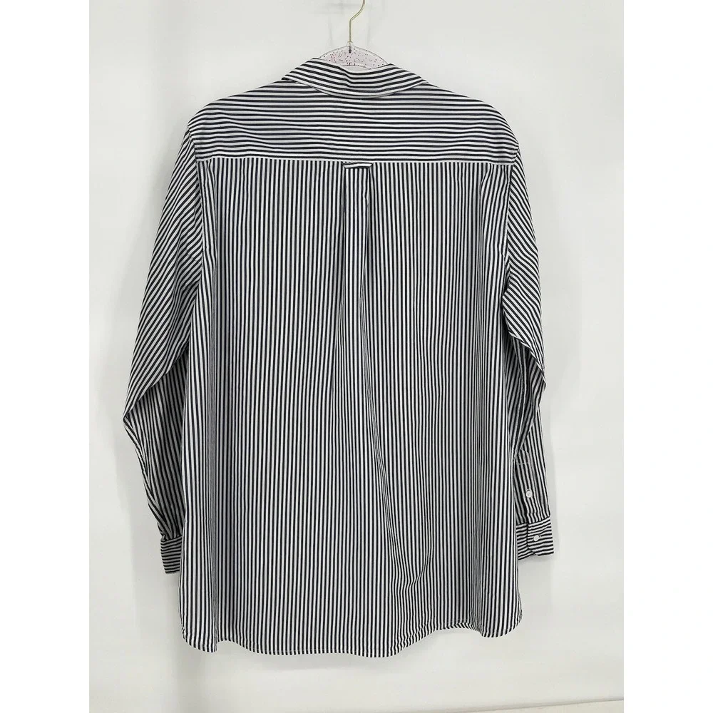 Banana Republic Dress Shirt Men's Sz XL‎ Gray White Stripe Long Button Slim Fit